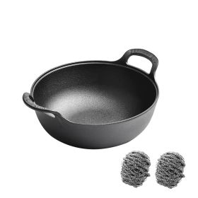 WANGYUANJI Yuanbao Pot 9.8", Cast Iron Stew Pot, Non-coated Non-stick Samll Pot for Making Soup, Cooking Porridge, Gas ,Induction, Small Saucepan