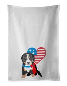 NEW Bernese Mountain Dog Puppy #1 Patriotic Kitchen Towel Set of 2 White Dish Towels Decorative Bathroom Hand towel for Hand, Face, Hair, Yoga, T