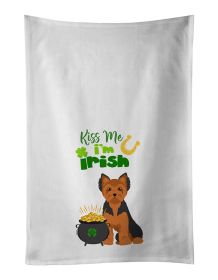 NEW Black and Tan Puppy Cut Yorkshire Terrier St. Patrick's Day Kitchen Towel Set of 2 White Dish Towels Decorative Bathroom Hand towel for Hand,