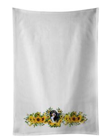 NEW Bernese Mountain Dog in Sunflowers Kitchen Towel Set of 2 White Dish Towels Decorative Bathroom Hand towel for Hand, Face, Hair, Yoga, Tea