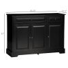 HOMCOM Modern Black Sideboard Buffet with Cupboards Drawers Shelves for Living Room Kitchen Storage