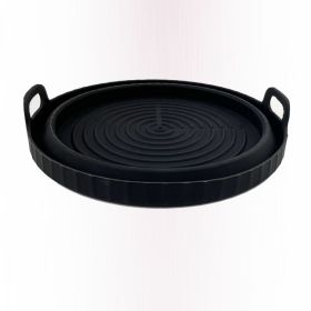 2 Pcs Food Grade Silicone Easy Cleaning Air Fryer Liners Reusable Air Fryer Silicone Pot Food Safe Air Fryer Oven Accessories Replacement for Fla (Color: Black)