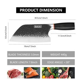 Qulajoy Meat Cleaver Knife - 7.3 Inch High Carbon Stainless Steel Butcher Knife For Meat Cutting Slicing Vegetables- Professional Chopper Knife F (size: Meat Cleaver Knife)